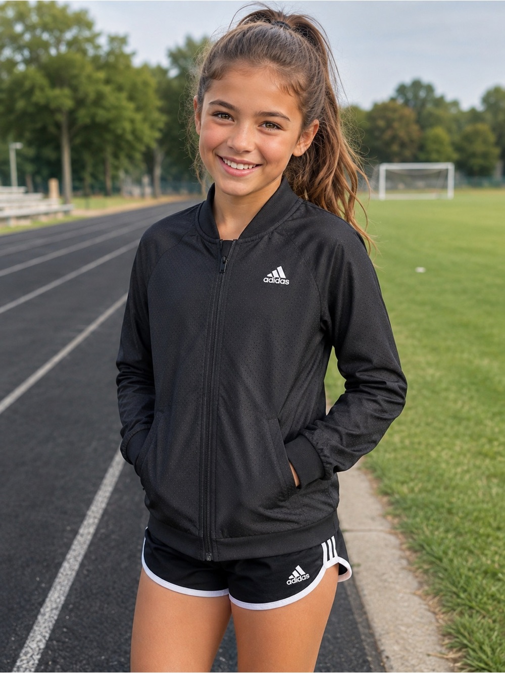 adidas Kids Black Full-Zip Wind Jacket